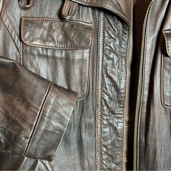 Women’s Danier Brown Leather Jacket Large Needs TLC - Picture 6 of 13